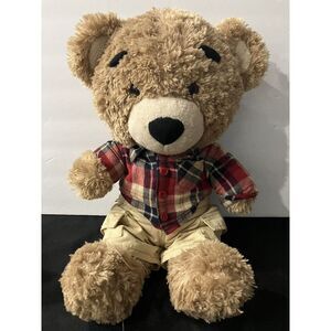 18" Build A Bear‎  Tan Bear w/ Big Head in a Preppy Sweater & Tan Khakis MINT